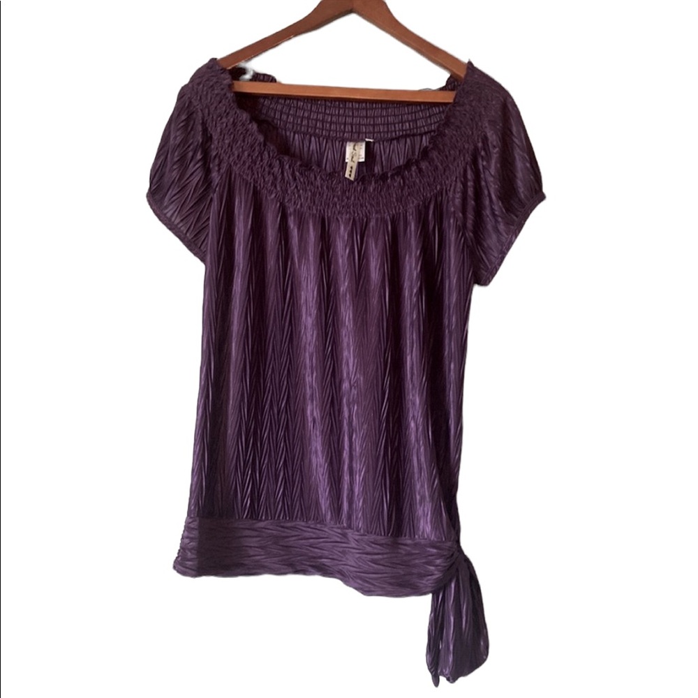 Heart Soul Purple Short Sleeve Textured Top